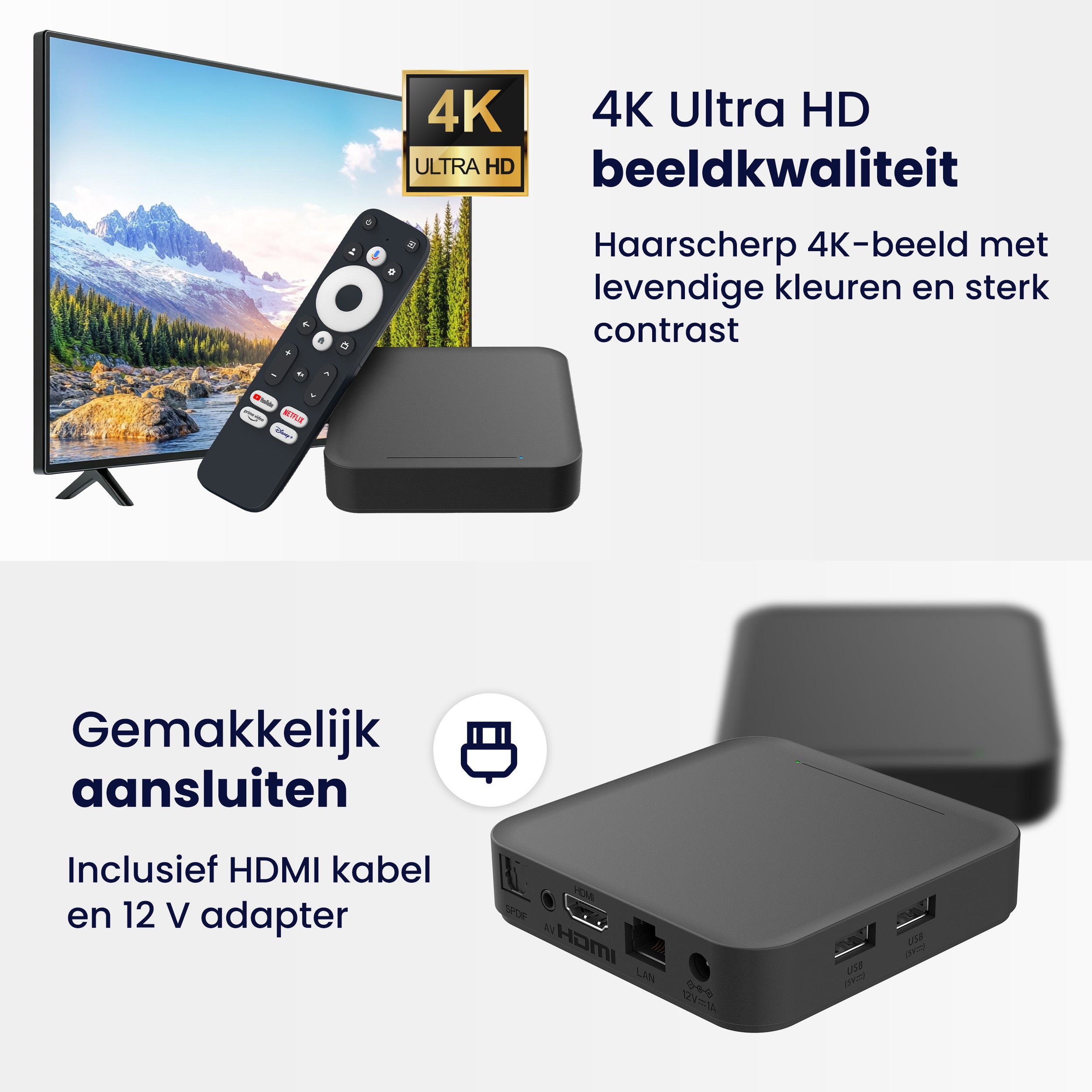 RockTek GT1 Android Streaming Box – Google TV 12 – Chromecast